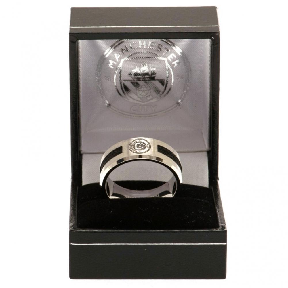 Manchester City FC Black Inlay Ring Medium: 3 - Jewellery By Manchester City