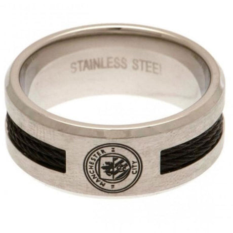 Manchester City FC Black Inlay Ring Small: 1 - Jewellery By Manchester City