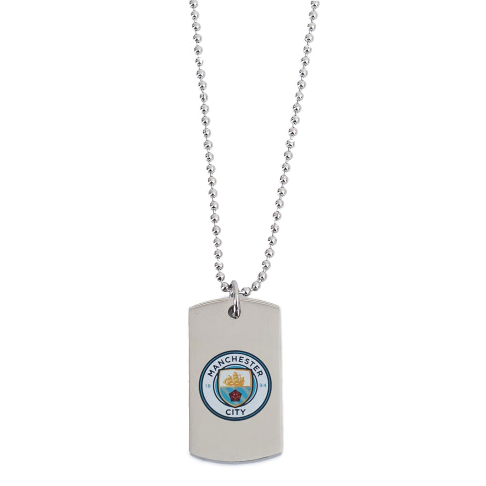 Manchester City FC Colour Crest Dog Tag & Chain: 3 - Necklaces By Manchester City