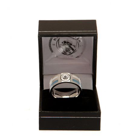 Manchester City FC Colour Stripe Ring Medium: 3 - Jewellery By Manchester City
