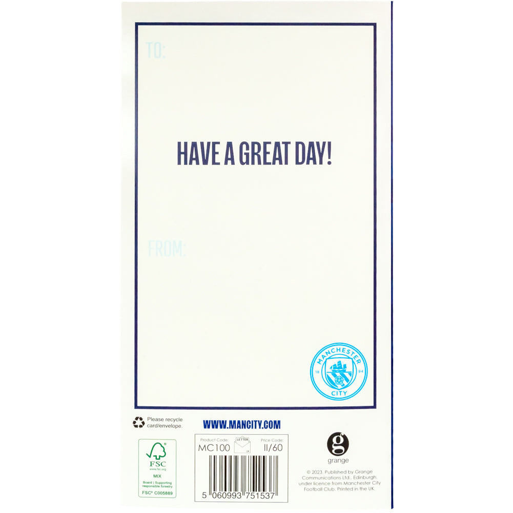 Manchester City FC Crest Birthday Card: 4 - Greeting Cards By Manchester City