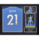 David Silva Signed Framed Manchester City Shirt: 1 - Signed Memorabilia By Manchester City