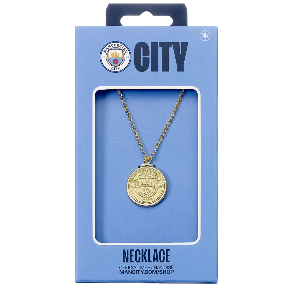 Manchester City FC Gold Finish Crest Necklace: 4 - Necklaces By Manchester City