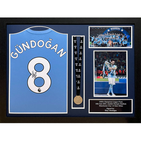 Ilkay Gundogan Signed Shirt & Medal Framed: 1 - Signed Memorabilia By Manchester City