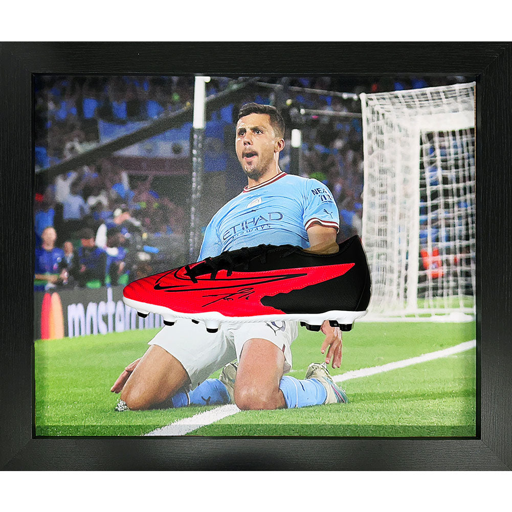 Manchester City FC Rodri Signed Boot (Framed): 1 - Signed Memorabilia By Manchester City