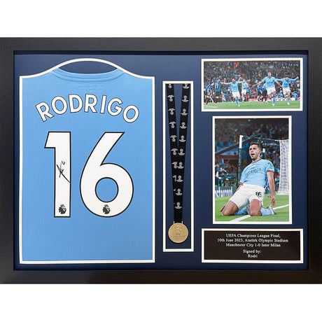 Manchester City FC Rodri Signed Shirt & Medal (Framed): 1 - Signed Memorabilia By Manchester City