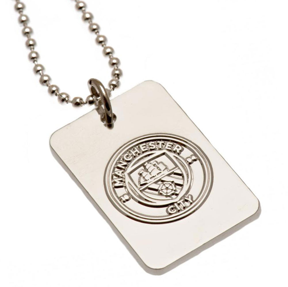 Manchester City FC Silver Plated Dog Tag & Chain: 2 - Jewellery By Manchester City