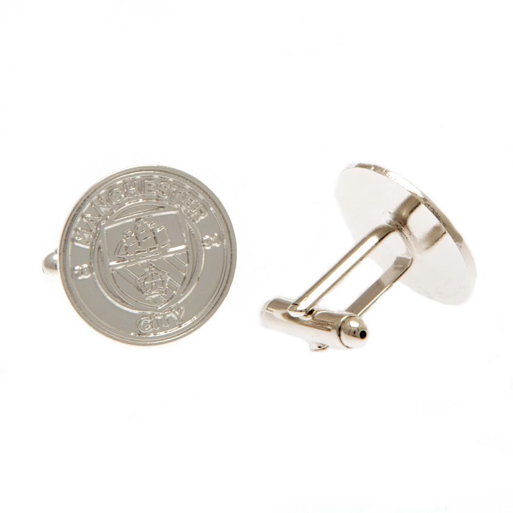 Manchester City FC Silver Plated Formed Cufflinks: 2 - Cufflinks & Tie Slides By Manchester City