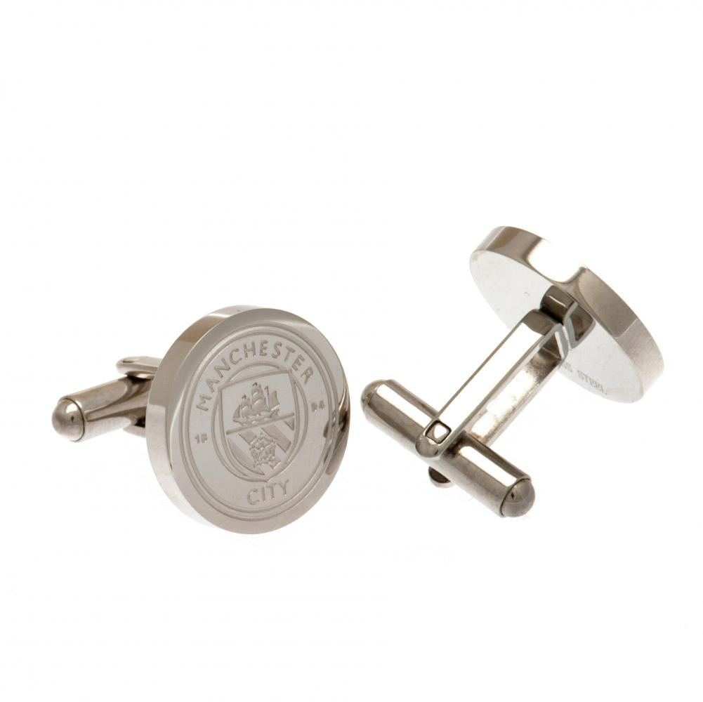 Manchester City FC Stainless Steel Formed Cufflinks: 2 - Cufflinks & Tie Slides By Manchester City