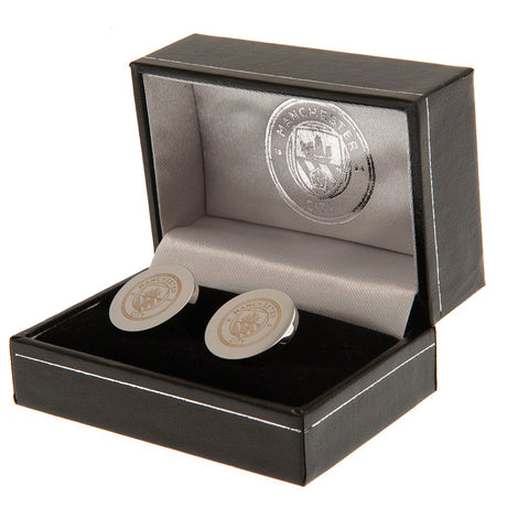 Manchester City FC Stainless Steel Round Cufflinks: 1 - Cufflinks & Tie Slides By Manchester City