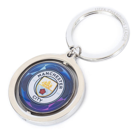 Manchester City FC UCL Spinner Keyring: 2 Keyrings By Manchester City