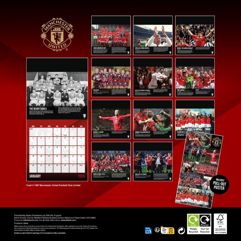 Manchester United FC Calendar & Diary Musical Gift Box 2026: 4 - Calendars By Manchester United