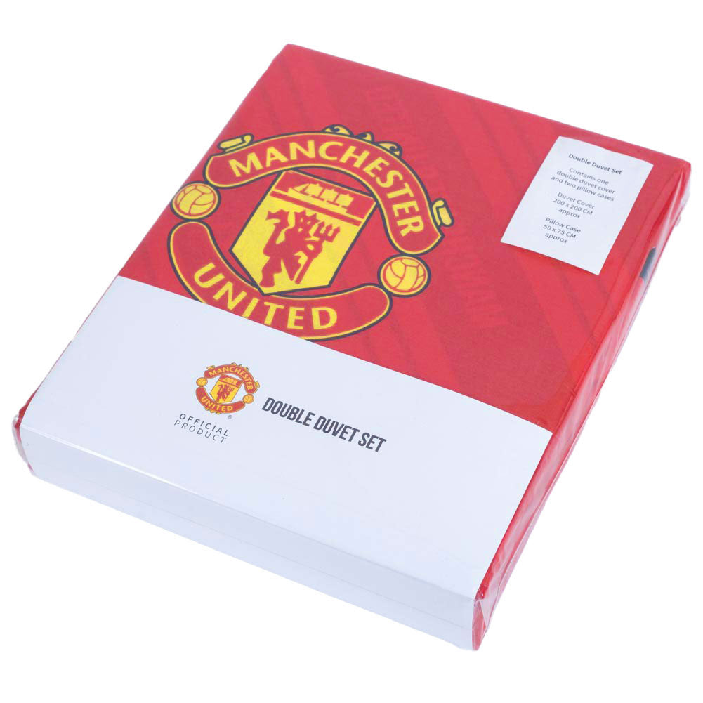 Manchester United FC Core Stripe Double Duvet Set: 4 - Bedroom By Manchester United