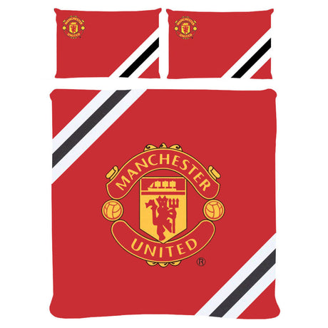 Manchester United FC Core Stripe Double Duvet Set: 1 - Bedroom By Manchester United