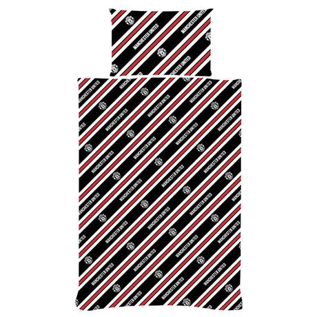 Manchester United FC Core Stripe Single Duvet Set: 2 - Bedroom By Manchester United