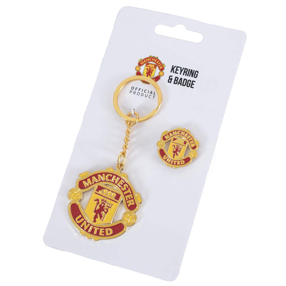 Manchester United FC Keyring & Badge Set: 4 - Keyrings By Manchester United