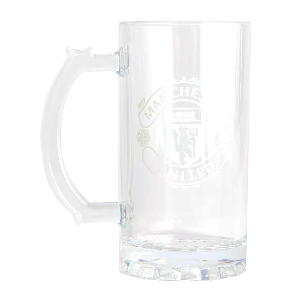Manchester United FC Mono Crest Stein Glass Tankard: 1 - Beer Glasses By Manchester City