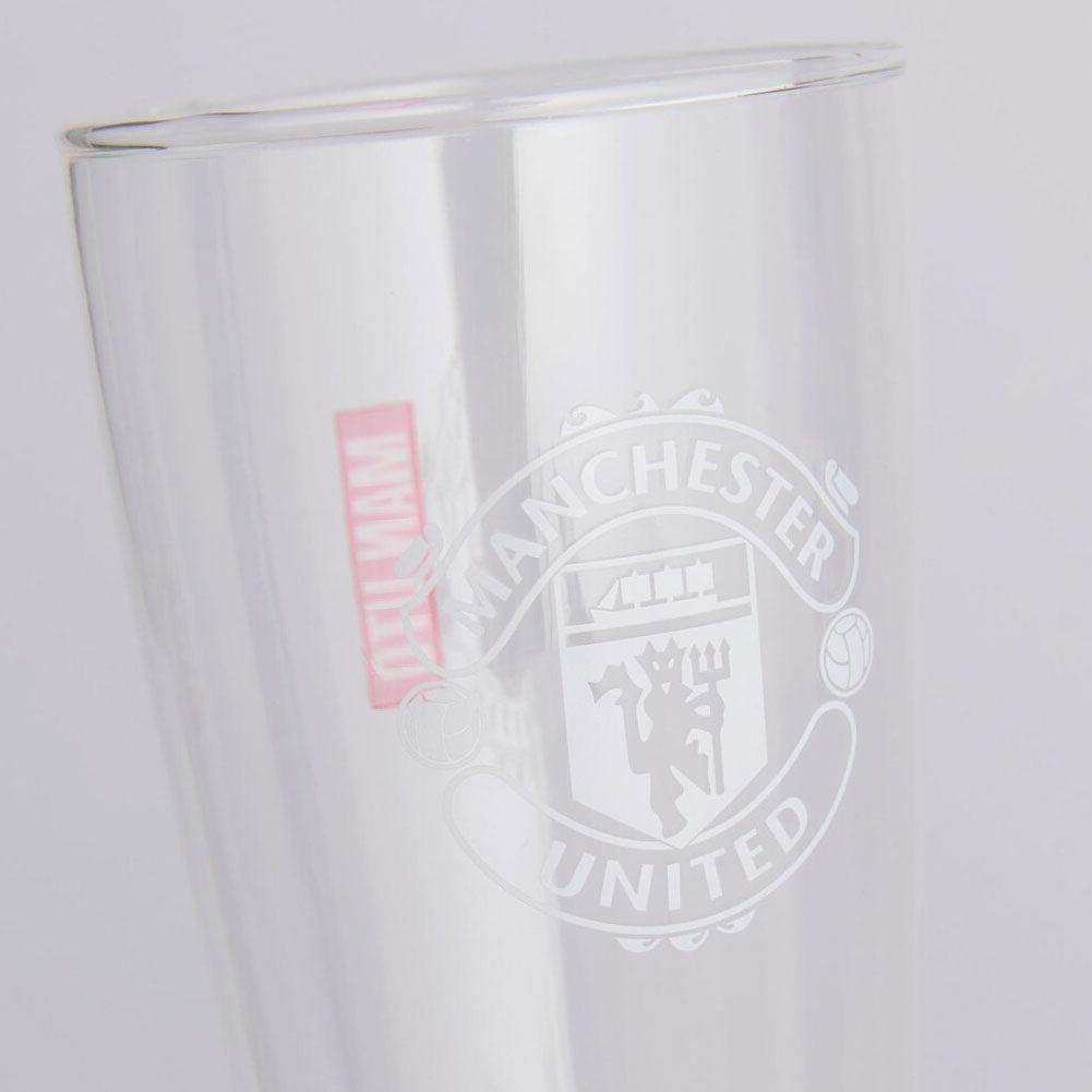 Manchester United FC Mono Crest Tall Beer Glass: 3 - Beer Glasses By Manchester United