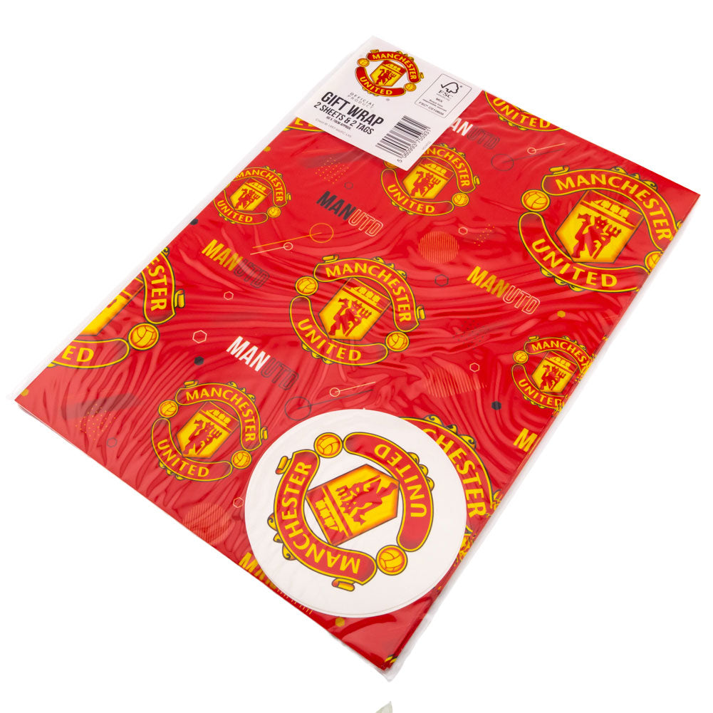 Manchester United FC Text Gift Wrap: 5 - Gift Wrap & Bags By Manchester United
