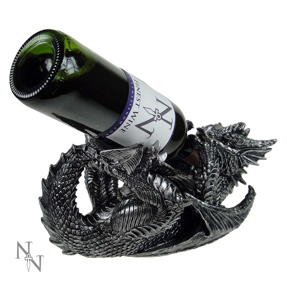 Metallic Silver Dragon Guzzler Wine Bottle Holder: 4 - Guzzlers & Wine Bottle Holders By Gift Moments