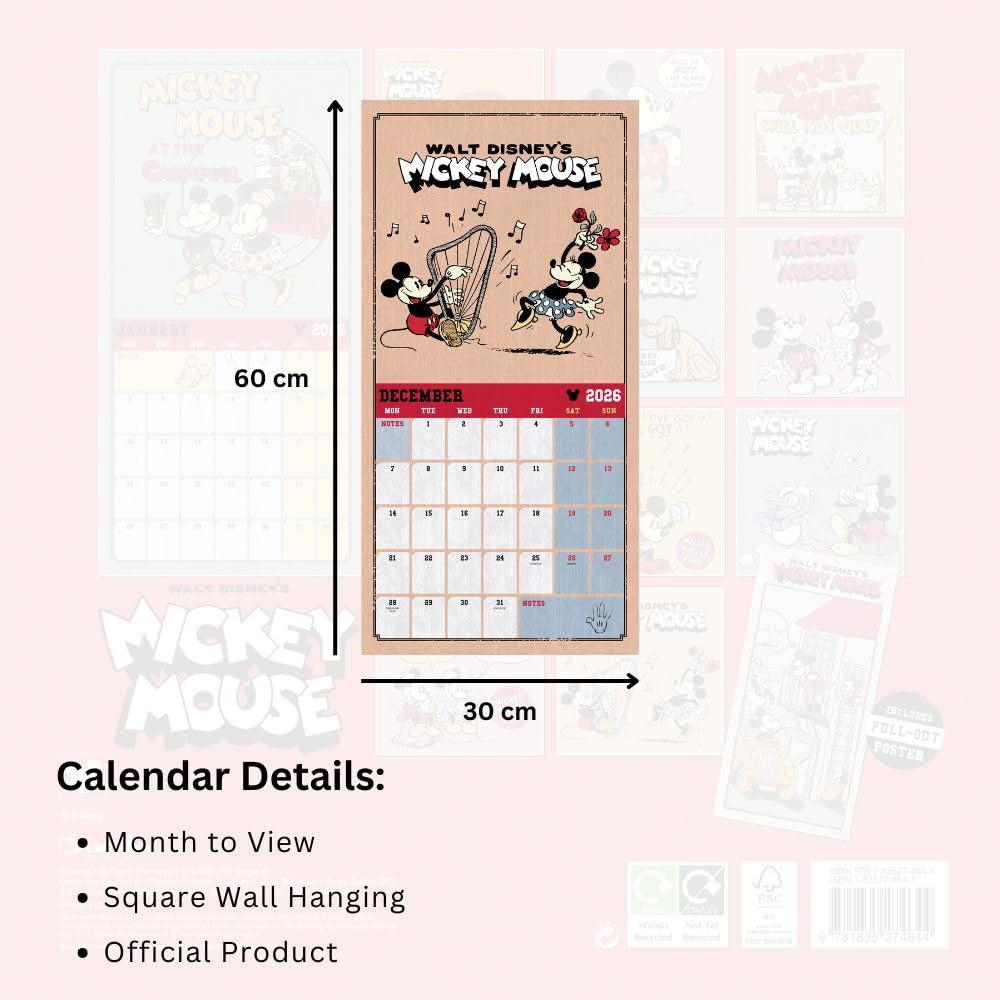 Mickey Mouse Classic Square Calendar 2026: 5 - Calendars By Mickey & Minnie Mouse