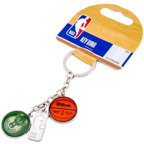 Milwaukee Bucks Charm Keyring: 3 Keyrings By American Sports