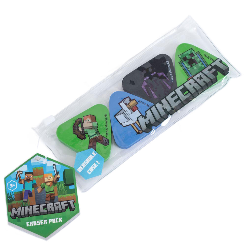 Minecraft 4pk Eraser Set: 3 - Pencil Cases & Sets By Minecraft
