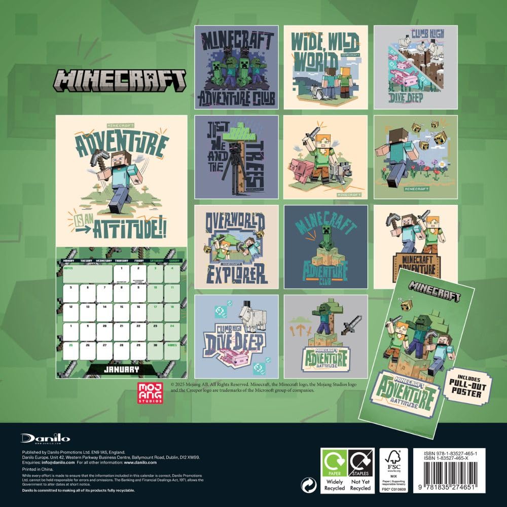 Minecraft Square Calendar 2026: 4 - Calendars By Minecraft