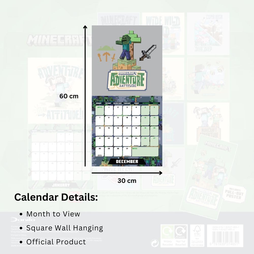 Minecraft Square Calendar 2026: 5 - Calendars By Minecraft