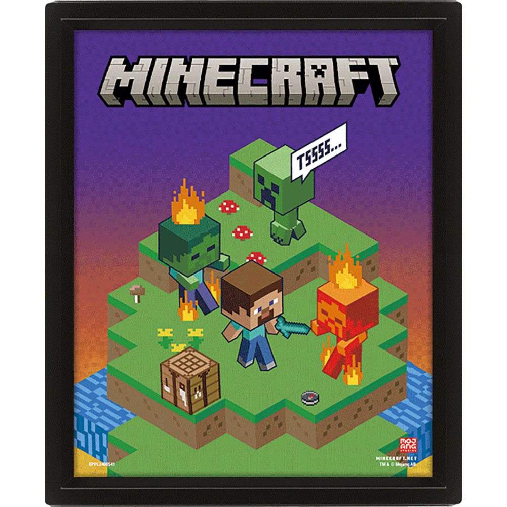 Minecraft Terrain Framed 3D Picture - Shop Framed Prints At Gift Moments - 3