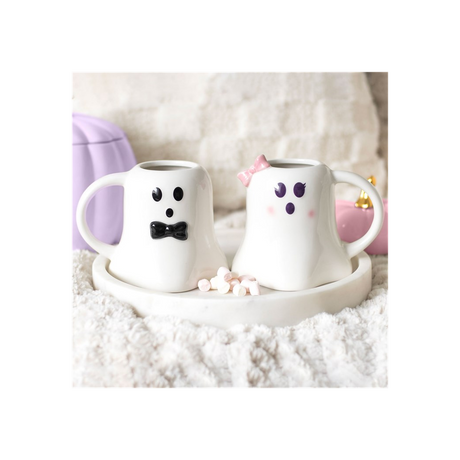 Mr and Mrs Boo Ghost Shaped Mug Set: 5 - Mugs By Gift Moments