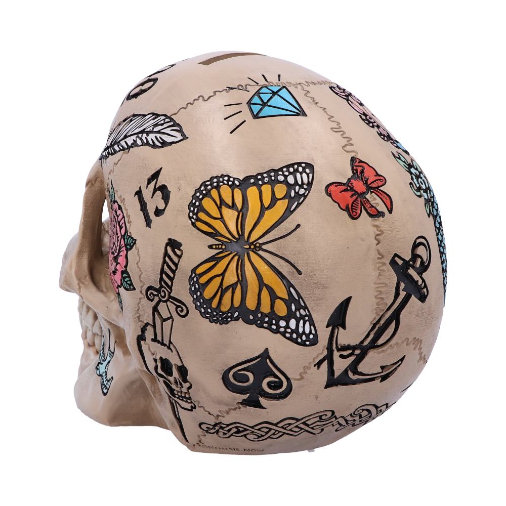 Natural Bone Coloured Traditional Tribal Tattoo Fund Skull: 4 - Money Boxes By NN Designs