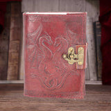 Nemesis Now Lockable Double Dragon Leather Embossed Journal: 1 - Leather Journals By Gift Moments