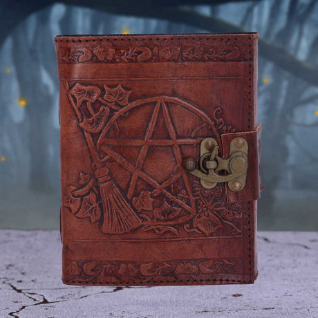 Nemesis Now Lockable Pentagram Leather Emboss Journal: 1 - Leather Journals By Gift Moments
