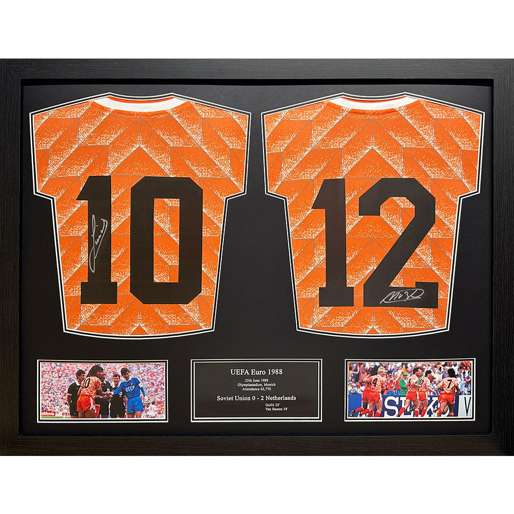 Netherlands Gullit & Van Basten Signed Shirts (Dual Framed): 1 - Signed Memorabilia By Netherlands