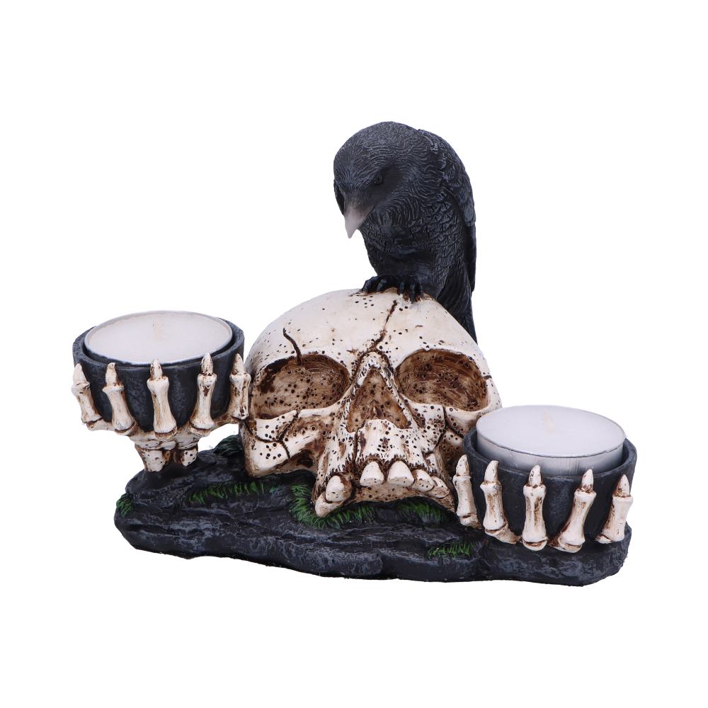 Nevermore Raven and Skull Candle Holder 15cm: 2 - Candles & Holders By Gift Moments