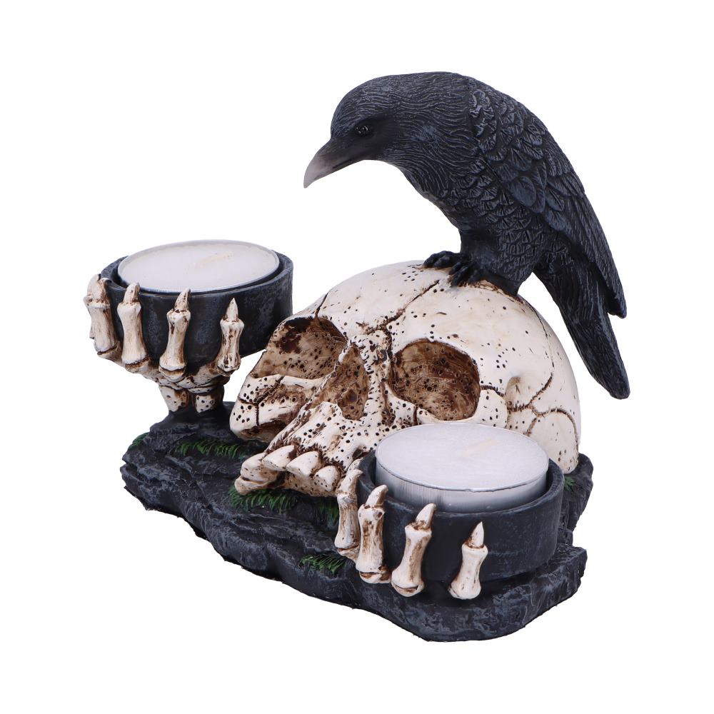 Nevermore Raven and Skull Candle Holder 15cm: 3 - Candles & Holders By Gift Moments