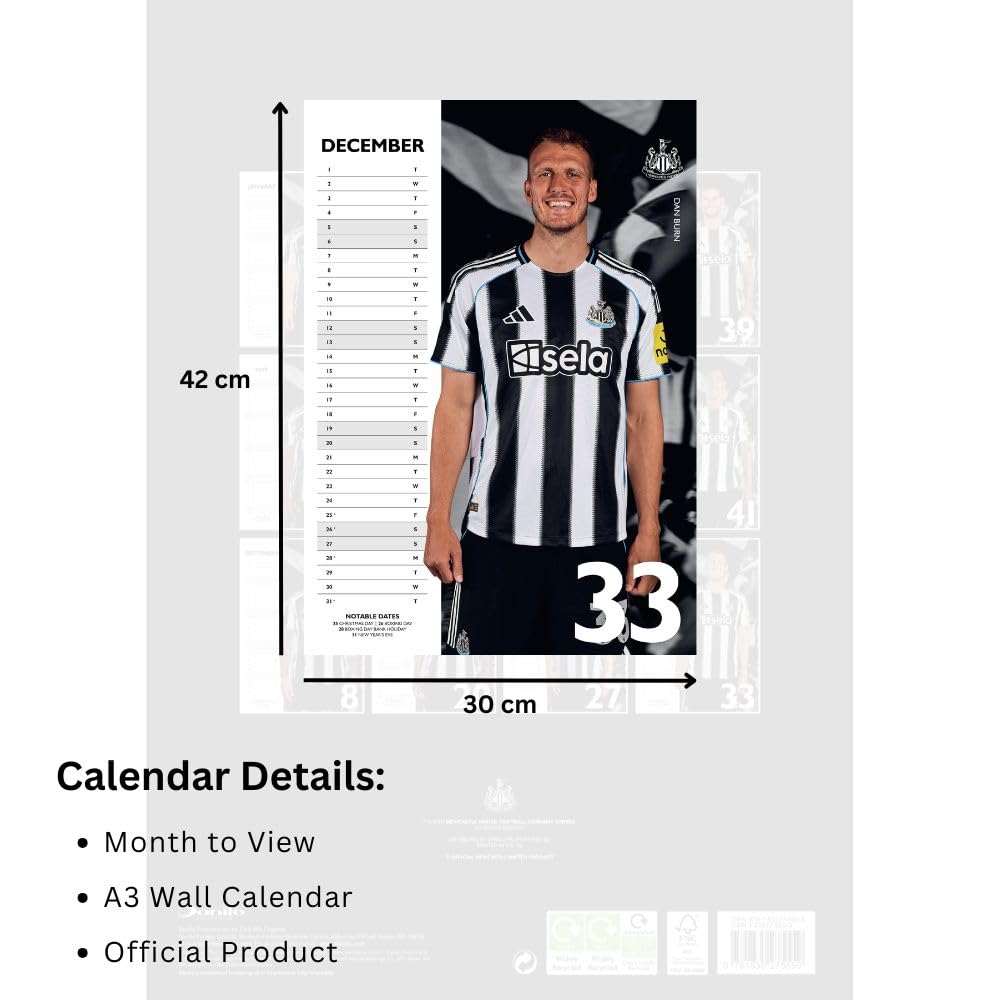 Newcastle United FC A3 Calendar 2026: 6 - Calendars By Newcastle United