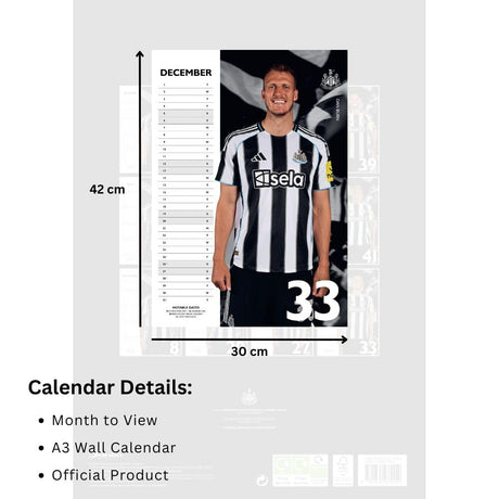 Newcastle United FC A3 Calendar 2026: 6 - Calendars By Newcastle United