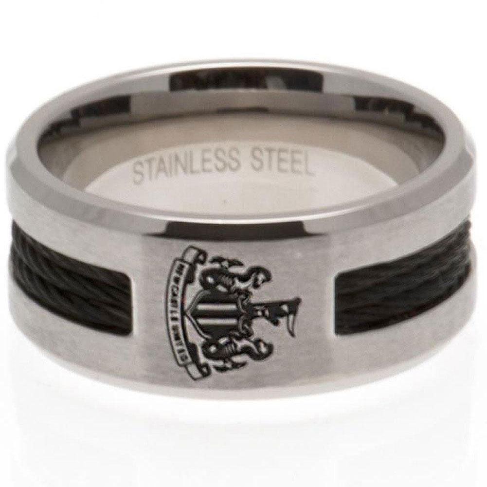 Newcastle United FC Black Inlay Ring Medium - Shop Jewellery At Gift Moments - 2