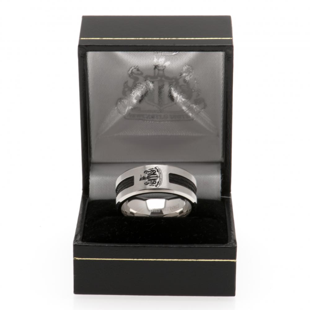 Newcastle United FC Black Inlay Ring Medium - Shop Jewellery At Gift Moments - 1