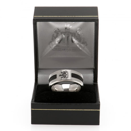 Newcastle United FC Black Inlay Ring Medium - Shop Jewellery At Gift Moments - 1