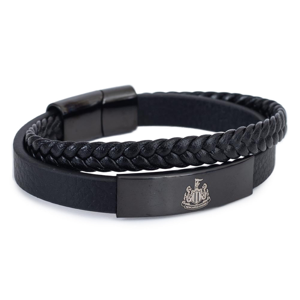 Newcastle United FC Black IP Leather Bracelet: 1 - Bracelets By Newcastle United