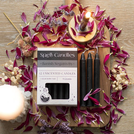 Pack of 12 Banish Negativity Spell Candles: 5 - Candles By Gift Moments