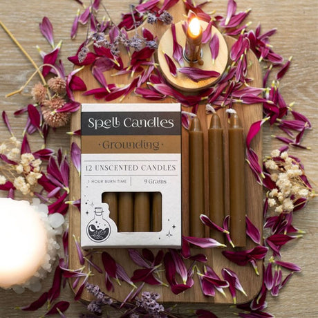Pack of 12 Grounding Spell Candles: 5 - Candles By Gift Moments