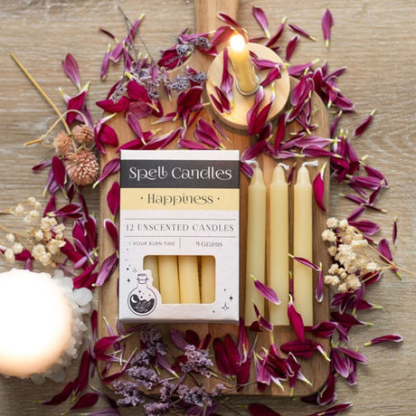 Pack of 12 Happiness Spell Candles: 5 - Candles By Gift Moments