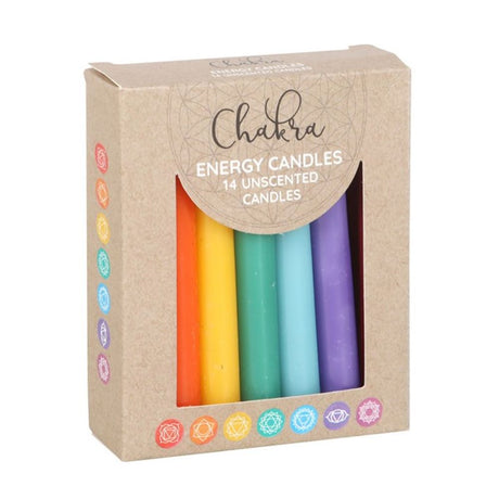 Pack of 14 Unscented Chakra Energy Candles: 1 - Candles By Gift Moments