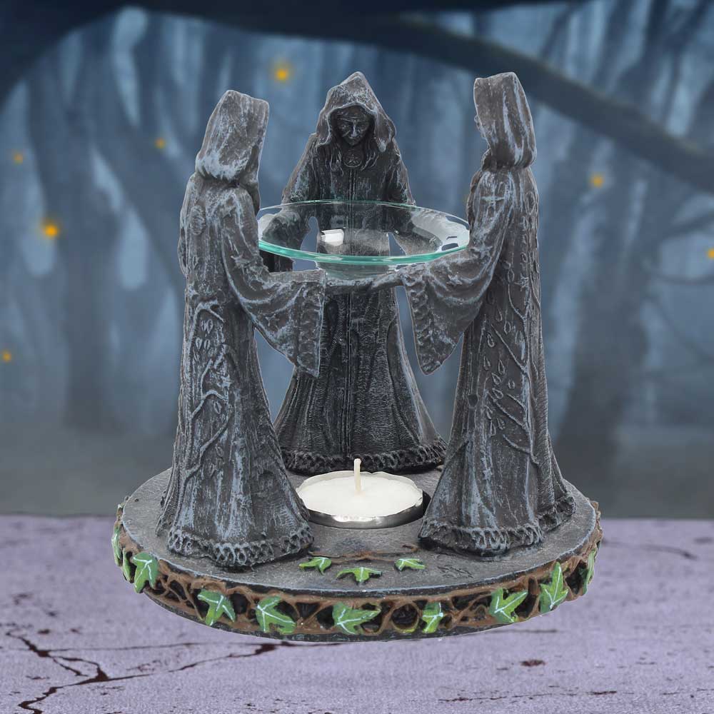 Pagan Magik Circle Triple Moon Oil Burner. (16cm): 1 - Oil Burner By NN Designs