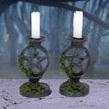 Pair of Aged Ivy Pentagram Candlesticks Gothic Candle Holders: 1 - Candles & Holders By Gift Moments
