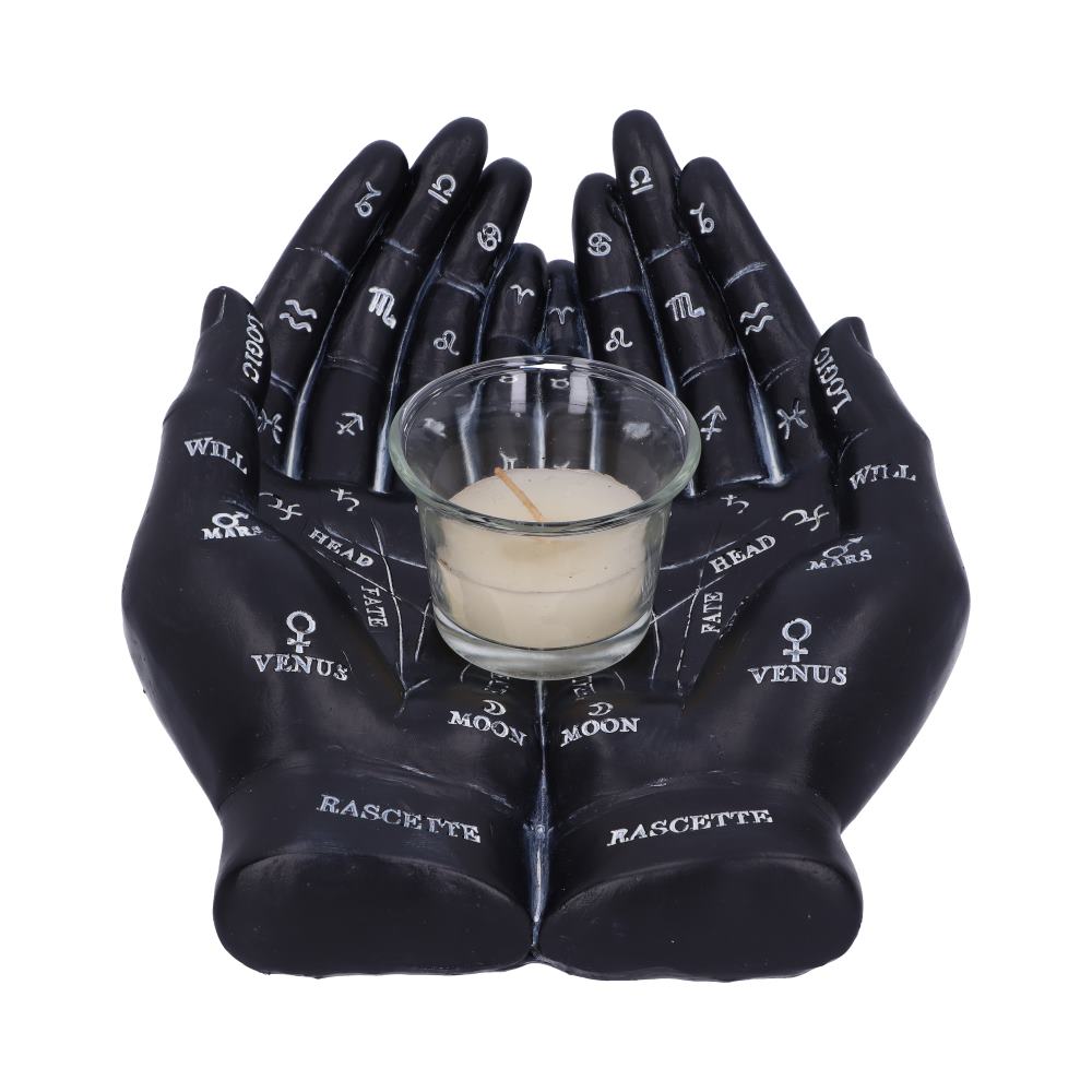 Palmist’s Guide Black Chiromancy Hands Candle Holder: 2 - Candles & Holders By Gift Moments